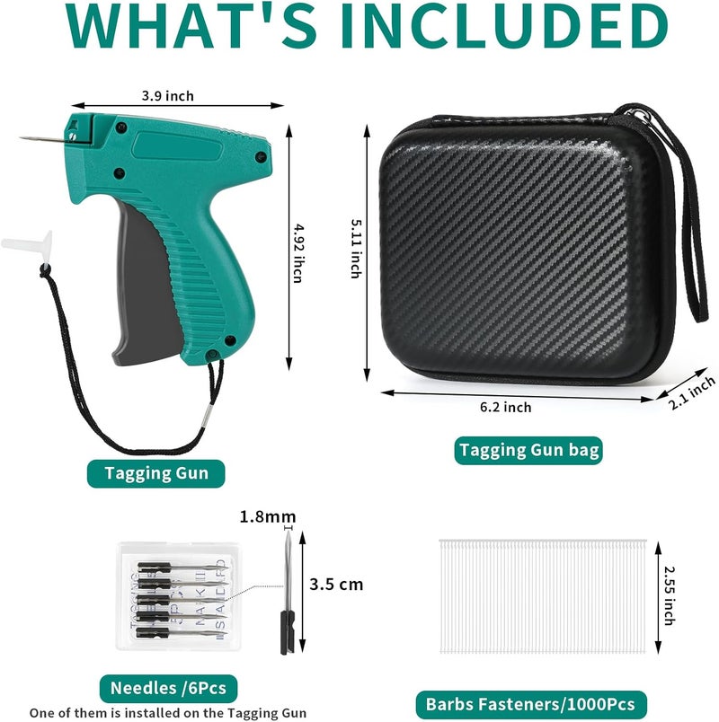 BLK8IGHT Tagging Gun for Clothing, Tag Attacher Gun Kit with 6 Needles, 1008pcs 2" Barbs Fasteners & 1 Hard Carrying Storage Case for Clothes Labeler （ Green) - Image 2